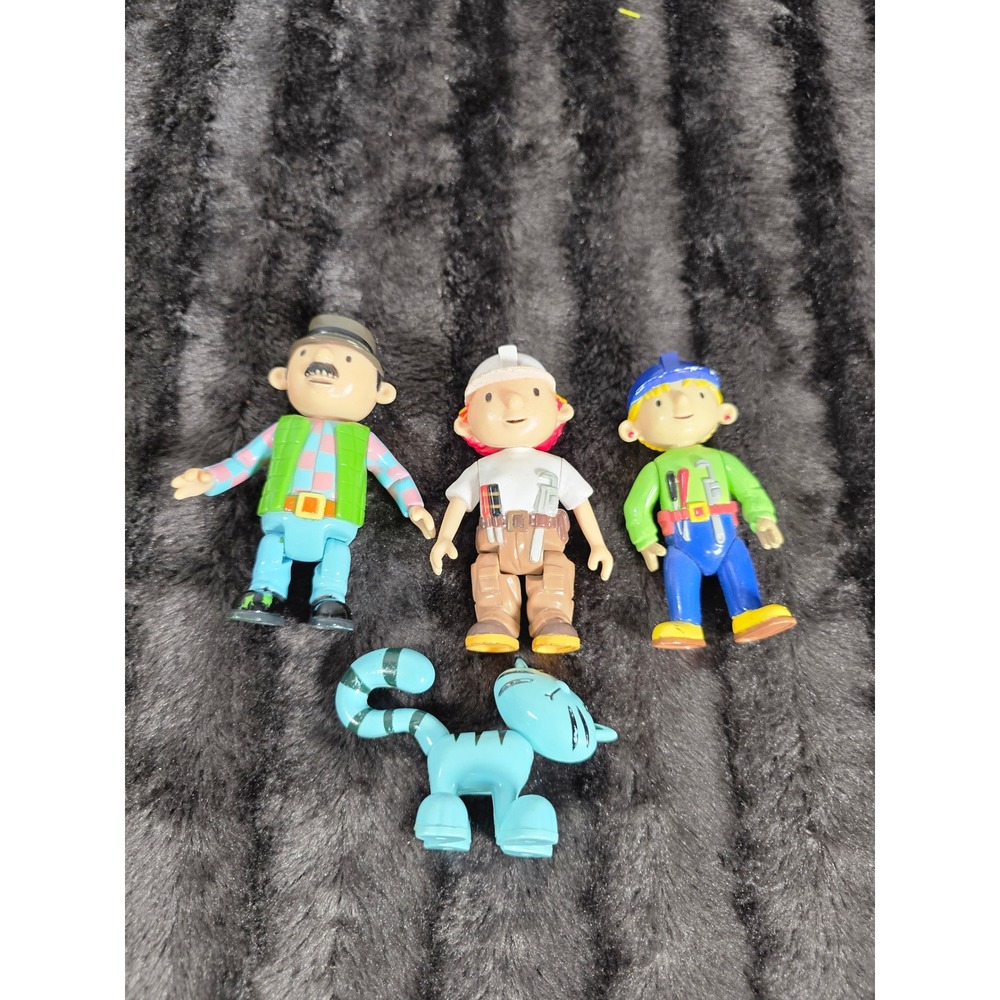 Bob the Builder Action Figure Lot Bob Wendy Mr Bentley Pilchard Cat Toy Set